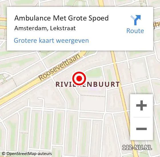 Locatie op kaart van de 112 melding: Ambulance Met Grote Spoed Naar Amsterdam, Lekstraat op 10 december 2023 20:49