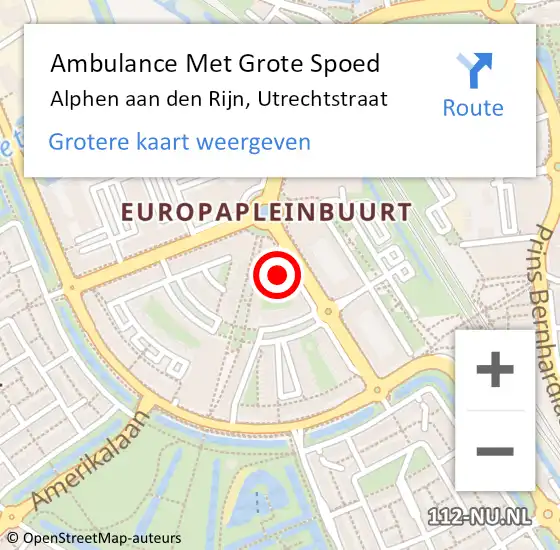 Locatie op kaart van de 112 melding: Ambulance Met Grote Spoed Naar Alphen aan den Rijn, Utrechtstraat op 10 december 2023 21:43