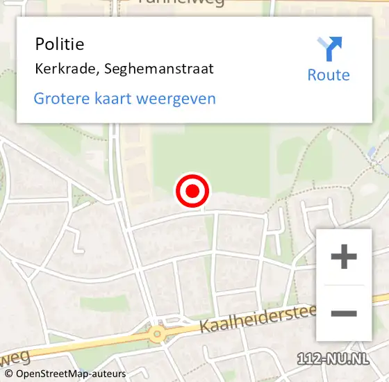 Locatie op kaart van de 112 melding: Politie Kerkrade, Seghemanstraat op 10 december 2023 22:08