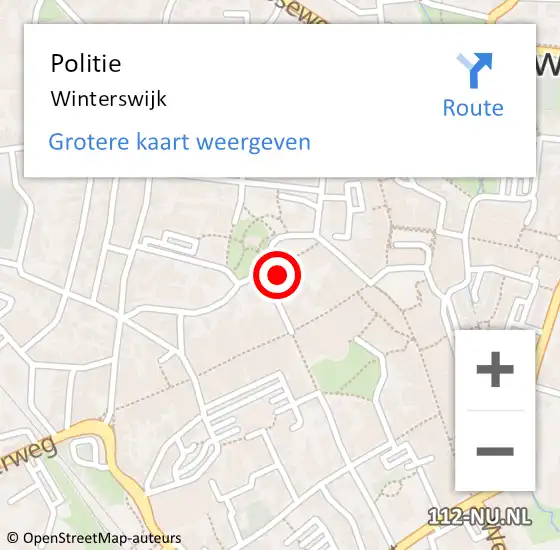 Locatie op kaart van de 112 melding: Politie Winterswijk op 10 december 2023 22:09