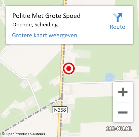 Locatie op kaart van de 112 melding: Politie Met Grote Spoed Naar Opende, Scheiding op 10 december 2023 22:18