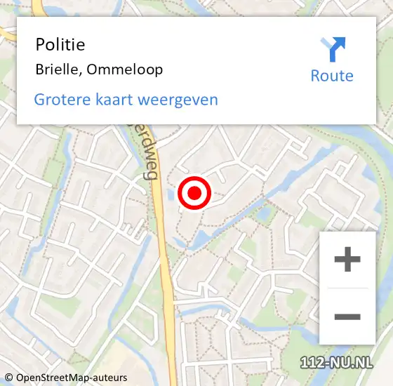 Locatie op kaart van de 112 melding: Politie Brielle, Ommeloop op 10 december 2023 22:52