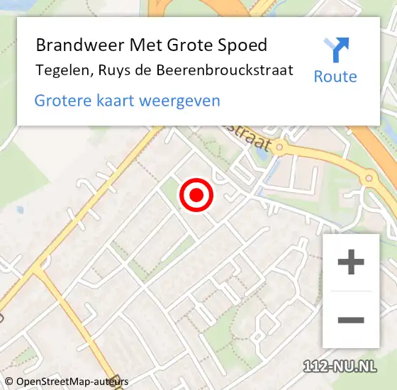 Locatie op kaart van de 112 melding: Brandweer Met Grote Spoed Naar Tegelen, Ruys de Beerenbrouckstraat op 10 december 2023 23:17