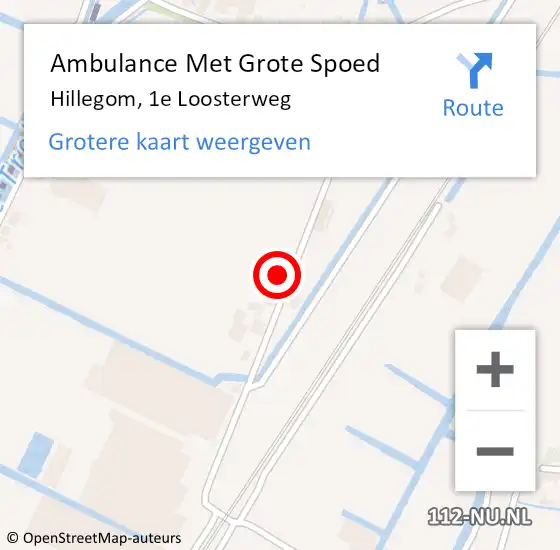 Locatie op kaart van de 112 melding: Ambulance Met Grote Spoed Naar Hillegom, 1e Loosterweg op 10 december 2023 23:21
