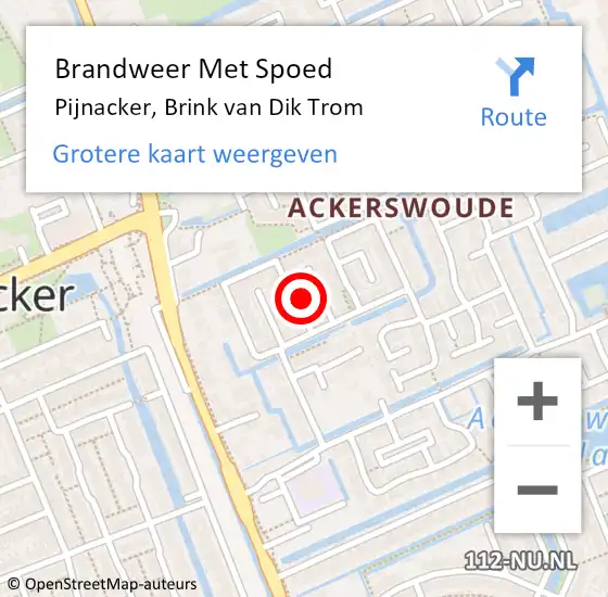 Locatie op kaart van de 112 melding: Brandweer Met Spoed Naar Pijnacker, Brink van Dik Trom op 10 december 2023 23:36