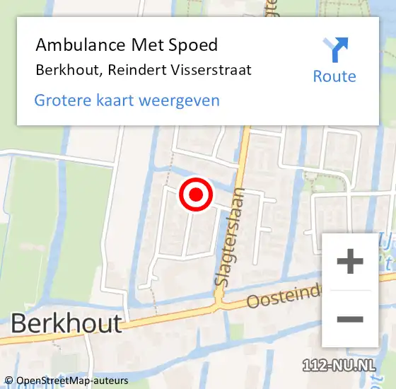 Locatie op kaart van de 112 melding: Ambulance Met Spoed Naar Berkhout, Reindert Visserstraat op 10 december 2023 23:37