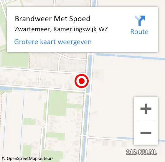 Locatie op kaart van de 112 melding: Brandweer Met Spoed Naar Zwartemeer, Kamerlingswijk WZ op 11 december 2023 00:00