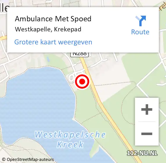 Locatie op kaart van de 112 melding: Ambulance Met Spoed Naar Westkapelle, Krekepad op 18 september 2014 08:18