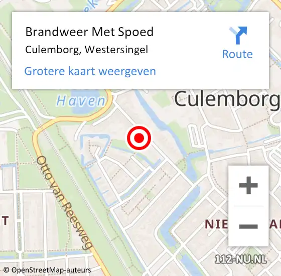 Locatie op kaart van de 112 melding: Brandweer Met Spoed Naar Culemborg, Westersingel op 11 december 2023 00:16