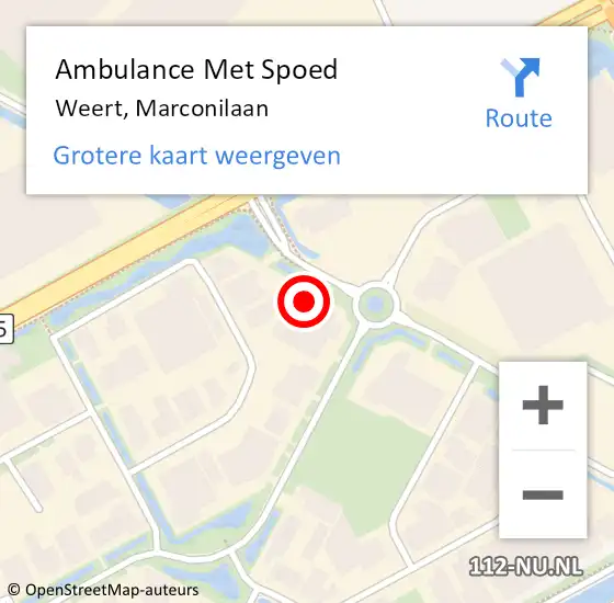 Locatie op kaart van de 112 melding: Ambulance Met Spoed Naar Weert, Marconilaan op 11 december 2023 00:21