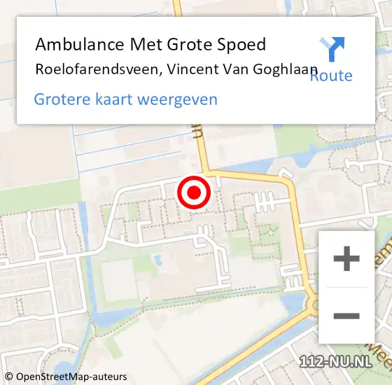 Locatie op kaart van de 112 melding: Ambulance Met Grote Spoed Naar Roelofarendsveen, Vincent Van Goghlaan op 14 oktober 2013 20:43