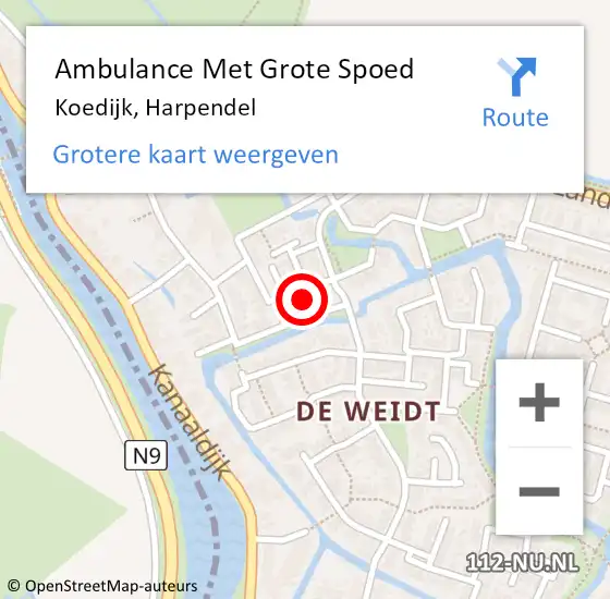 Locatie op kaart van de 112 melding: Ambulance Met Grote Spoed Naar Koedijk, Harpendel op 11 december 2023 00:31