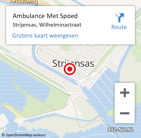 Locatie op kaart van de 112 melding: Ambulance Met Spoed Naar Strijensas, Wilhelminastraat op 11 december 2023 00:36
