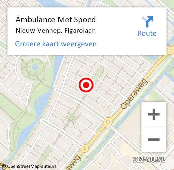 Locatie op kaart van de 112 melding: Ambulance Met Spoed Naar Nieuw-Vennep, Figarolaan op 11 december 2023 00:41