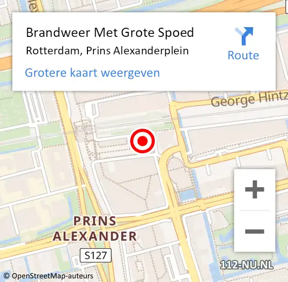 Locatie op kaart van de 112 melding: Brandweer Met Grote Spoed Naar Rotterdam, Prins Alexanderplein op 11 december 2023 02:16