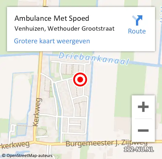 Locatie op kaart van de 112 melding: Ambulance Met Spoed Naar Venhuizen, Wethouder Grootstraat op 11 december 2023 02:22