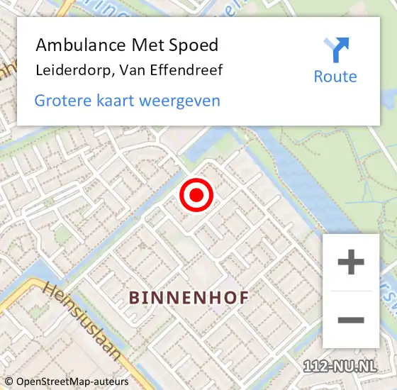 Locatie op kaart van de 112 melding: Ambulance Met Spoed Naar Leiderdorp, Van Effendreef op 11 december 2023 02:46