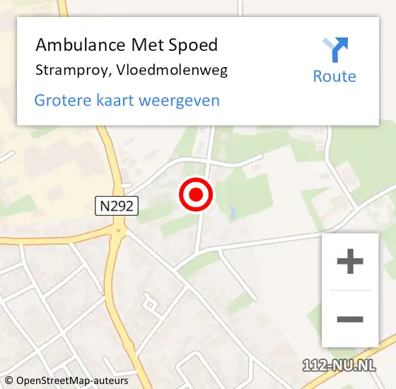 Locatie op kaart van de 112 melding: Ambulance Met Spoed Naar Stramproy, Vloedmolenweg op 11 december 2023 07:01