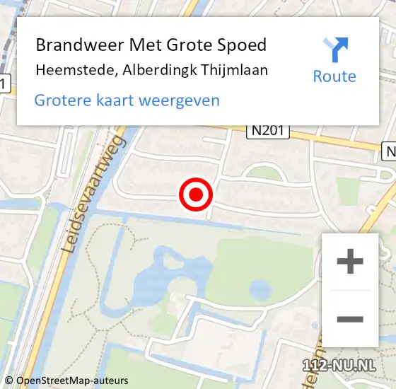 Locatie op kaart van de 112 melding: Brandweer Met Grote Spoed Naar Heemstede, Alberdingk Thijmlaan op 11 december 2023 07:30