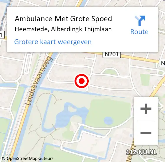 Locatie op kaart van de 112 melding: Ambulance Met Grote Spoed Naar Heemstede, Alberdingk Thijmlaan op 11 december 2023 07:30