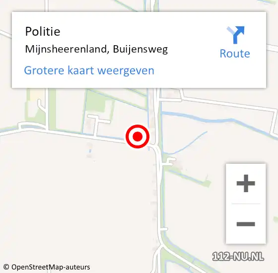 Locatie op kaart van de 112 melding: Politie Mijnsheerenland, Buijensweg op 11 december 2023 07:47