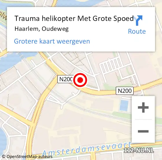 Locatie op kaart van de 112 melding: Trauma helikopter Met Grote Spoed Naar Haarlem, Oudeweg op 11 december 2023 07:47