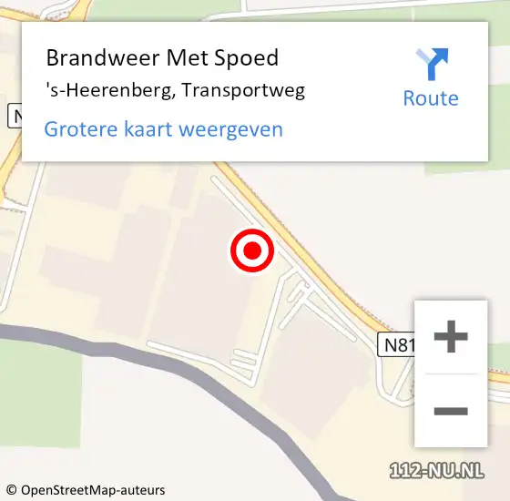 Locatie op kaart van de 112 melding: Brandweer Met Spoed Naar 's-Heerenberg, Transportweg op 11 december 2023 07:51