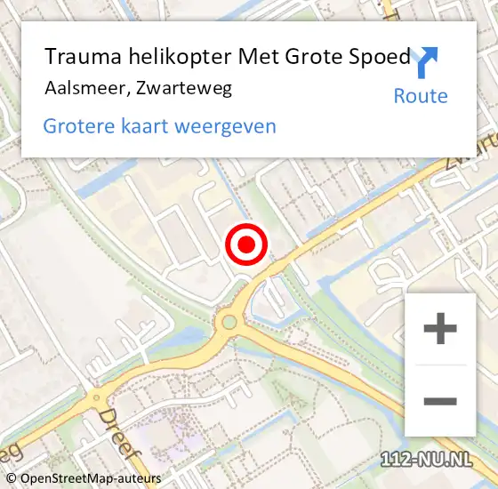 Locatie op kaart van de 112 melding: Trauma helikopter Met Grote Spoed Naar Aalsmeer, Zwarteweg op 11 december 2023 07:58