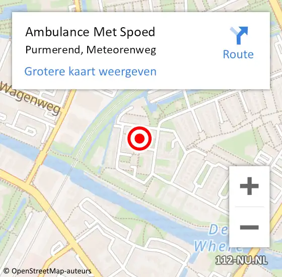 Locatie op kaart van de 112 melding: Ambulance Met Spoed Naar Purmerend, Meteorenweg op 11 december 2023 08:01