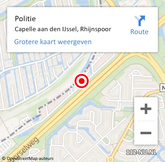 Locatie op kaart van de 112 melding: Politie Capelle aan den IJssel, Rhijnspoor op 11 december 2023 08:02