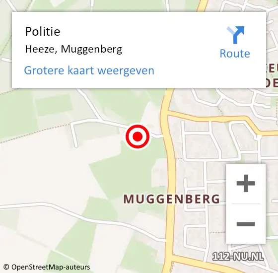 Locatie op kaart van de 112 melding: Politie Heeze, Muggenberg op 11 december 2023 08:04