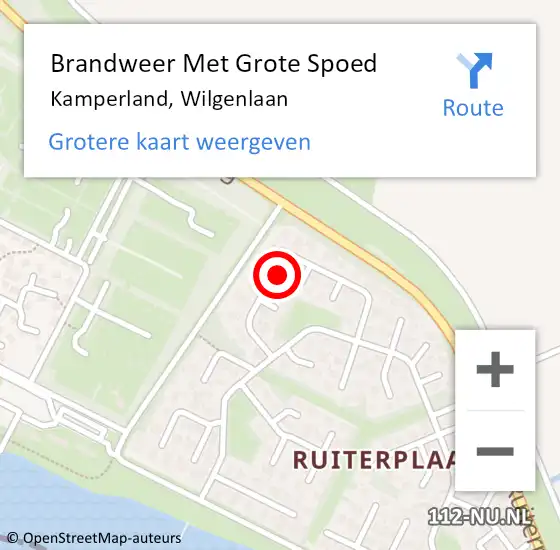 Locatie op kaart van de 112 melding: Brandweer Met Grote Spoed Naar Kamperland, Wilgenlaan op 11 december 2023 08:08