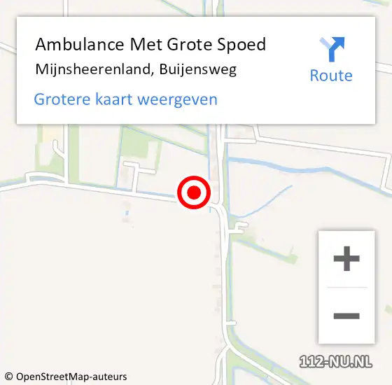 Locatie op kaart van de 112 melding: Ambulance Met Grote Spoed Naar Mijnsheerenland, Buijensweg op 11 december 2023 08:12