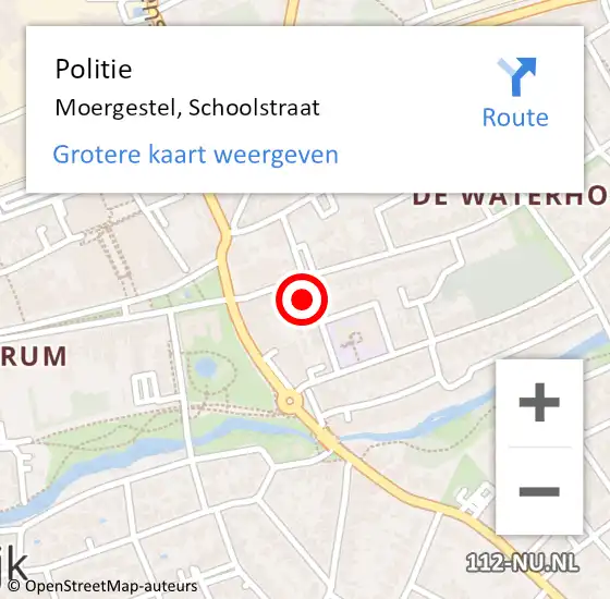 Locatie op kaart van de 112 melding: Politie Moergestel, Schoolstraat op 11 december 2023 08:30