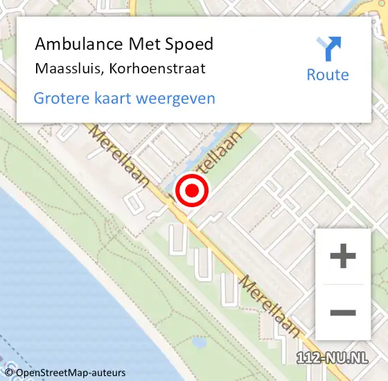 Locatie op kaart van de 112 melding: Ambulance Met Spoed Naar Maassluis, Korhoenstraat op 11 december 2023 08:33