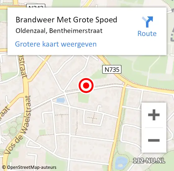 Locatie op kaart van de 112 melding: Brandweer Met Grote Spoed Naar Oldenzaal, Bentheimerstraat op 11 december 2023 08:52