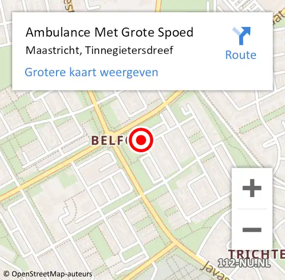 Locatie op kaart van de 112 melding: Ambulance Met Grote Spoed Naar Maastricht, Tinnegietersdreef op 18 september 2014 08:39