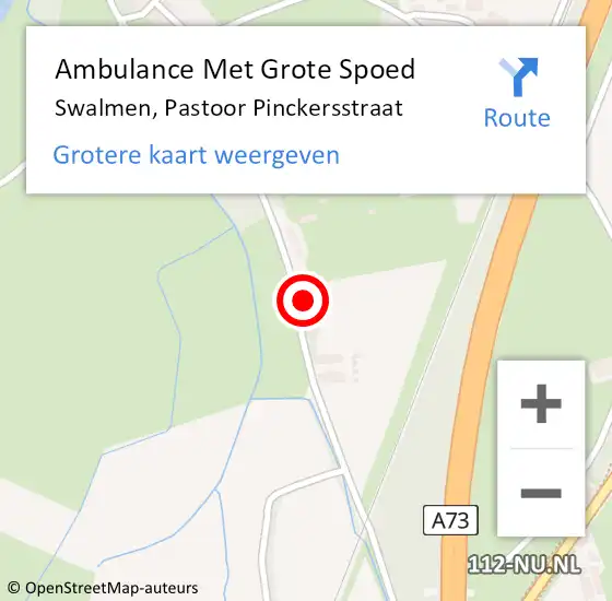 Locatie op kaart van de 112 melding: Ambulance Met Grote Spoed Naar Swalmen, Pastoor Pinckersstraat op 11 december 2023 10:38