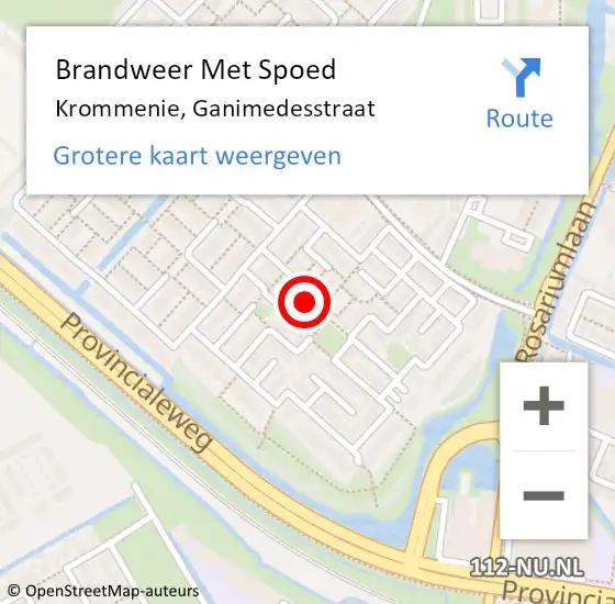 Locatie op kaart van de 112 melding: Brandweer Met Spoed Naar Krommenie, Ganimedesstraat op 11 december 2023 10:41