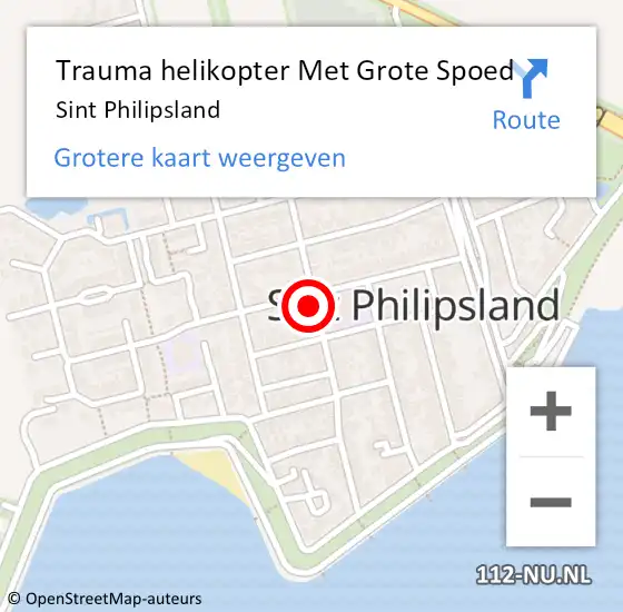 Locatie op kaart van de 112 melding: Trauma helikopter Met Grote Spoed Naar Sint Philipsland op 11 december 2023 11:00