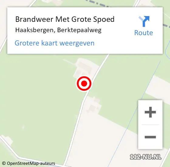 Locatie op kaart van de 112 melding: Brandweer Met Grote Spoed Naar Haaksbergen, Berktepaalweg op 11 december 2023 11:01