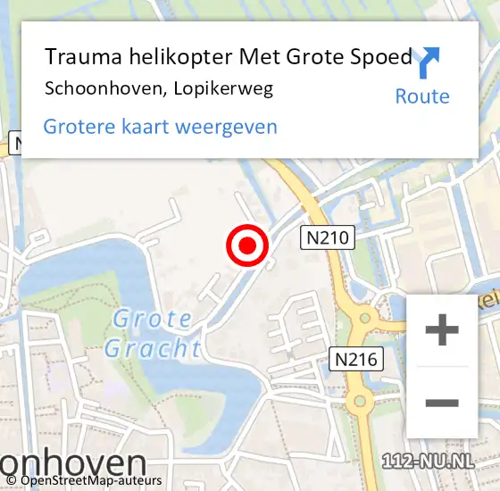 Locatie op kaart van de 112 melding: Trauma helikopter Met Grote Spoed Naar Schoonhoven, Lopikerweg op 11 december 2023 11:04