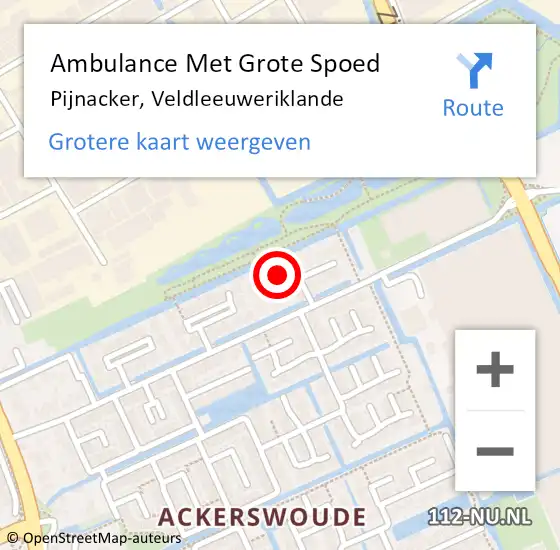 Locatie op kaart van de 112 melding: Ambulance Met Grote Spoed Naar Pijnacker, Veldleeuweriklande op 11 december 2023 11:07