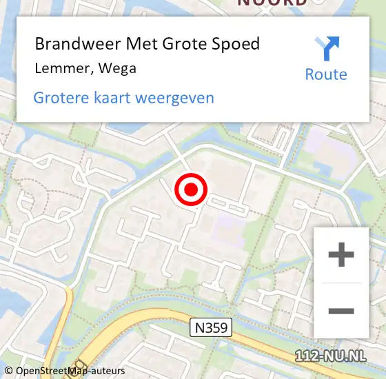 Locatie op kaart van de 112 melding: Brandweer Met Grote Spoed Naar Lemmer, Wega op 11 december 2023 11:12