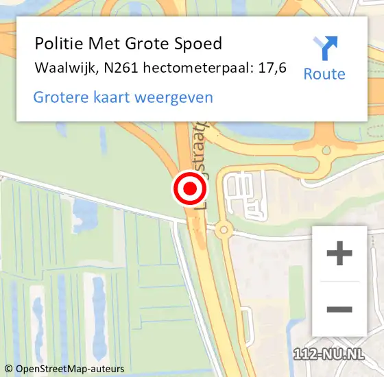 Locatie op kaart van de 112 melding: Politie Met Grote Spoed Naar Waalwijk, N261 hectometerpaal: 17,6 op 11 december 2023 11:17