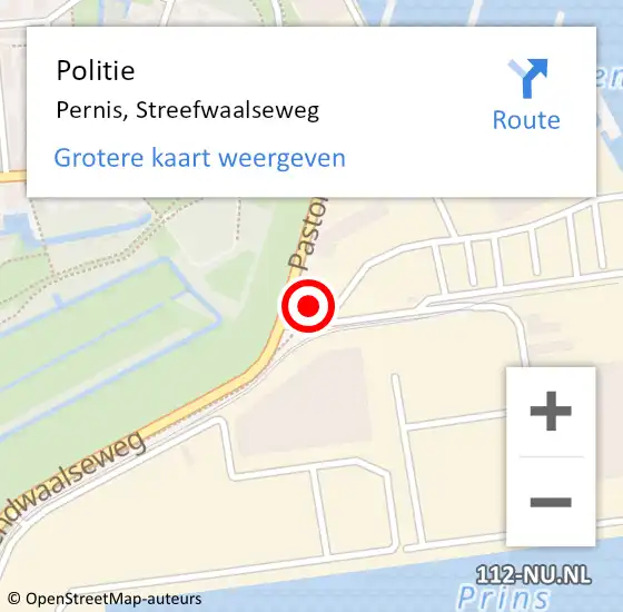 Locatie op kaart van de 112 melding: Politie Pernis, Streefwaalseweg op 11 december 2023 11:20
