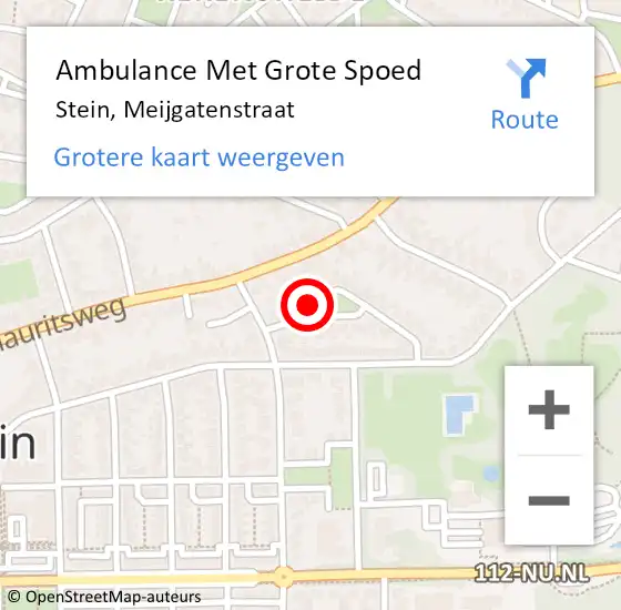 Locatie op kaart van de 112 melding: Ambulance Met Grote Spoed Naar Stein, Meijgatenstraat op 18 september 2014 08:58