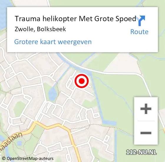 Locatie op kaart van de 112 melding: Trauma helikopter Met Grote Spoed Naar Zwolle, Bolksbeek op 11 december 2023 11:42