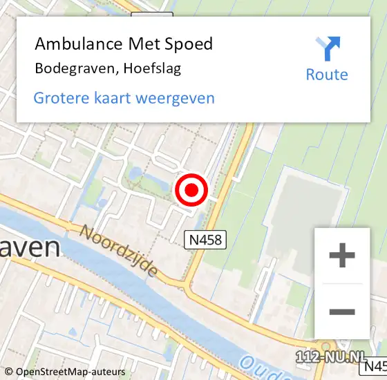 Locatie op kaart van de 112 melding: Ambulance Met Spoed Naar Bodegraven, Hoefslag op 11 december 2023 11:44