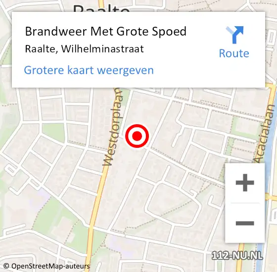 Locatie op kaart van de 112 melding: Brandweer Met Grote Spoed Naar Raalte, Wilhelminastraat op 11 december 2023 11:48